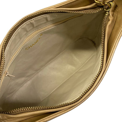 Chanel Shoulder Bag Quilted Beige Gold Tassel Lambskin — view 7