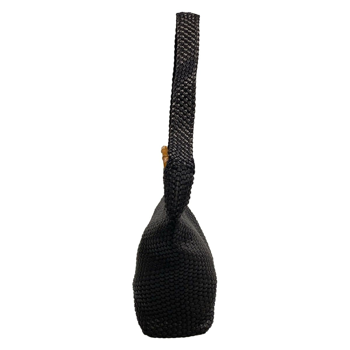 Gucci Shoulder Bag Bamboo Black Braided 2-Way Leather — view 2