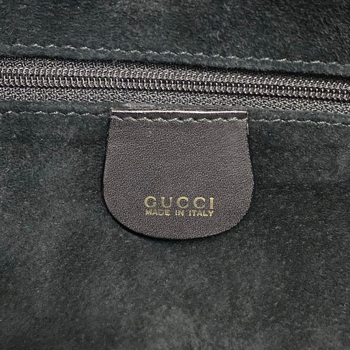 Gucci Shoulder Bag Bamboo Black Braided 2-Way Leather — view 8