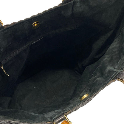 Gucci Shoulder Bag Bamboo Black Braided 2-Way Leather — view 7
