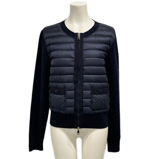 Moncler Jacket Cardigan Tricot Dark Navy Knit Paneled Zip Up Wool Down S