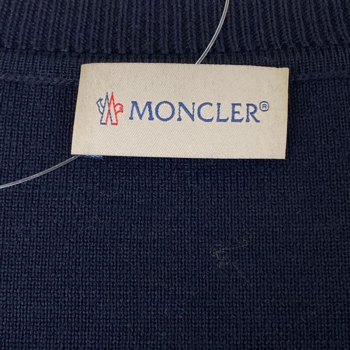 Moncler Jacket Cardigan Tricot Dark Navy Knit Paneled Zip Up Wool Down S — view 3