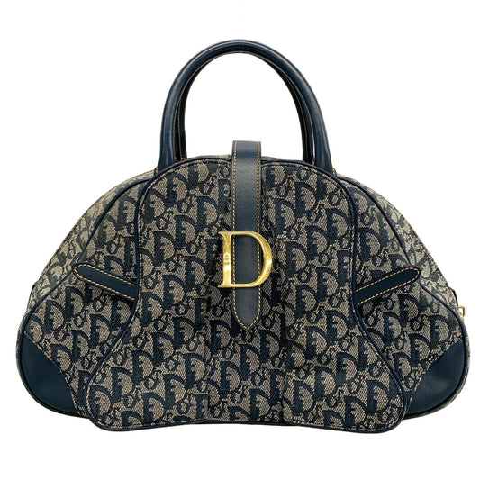 Dior Handbag Double Saddlebag White Navy Leather