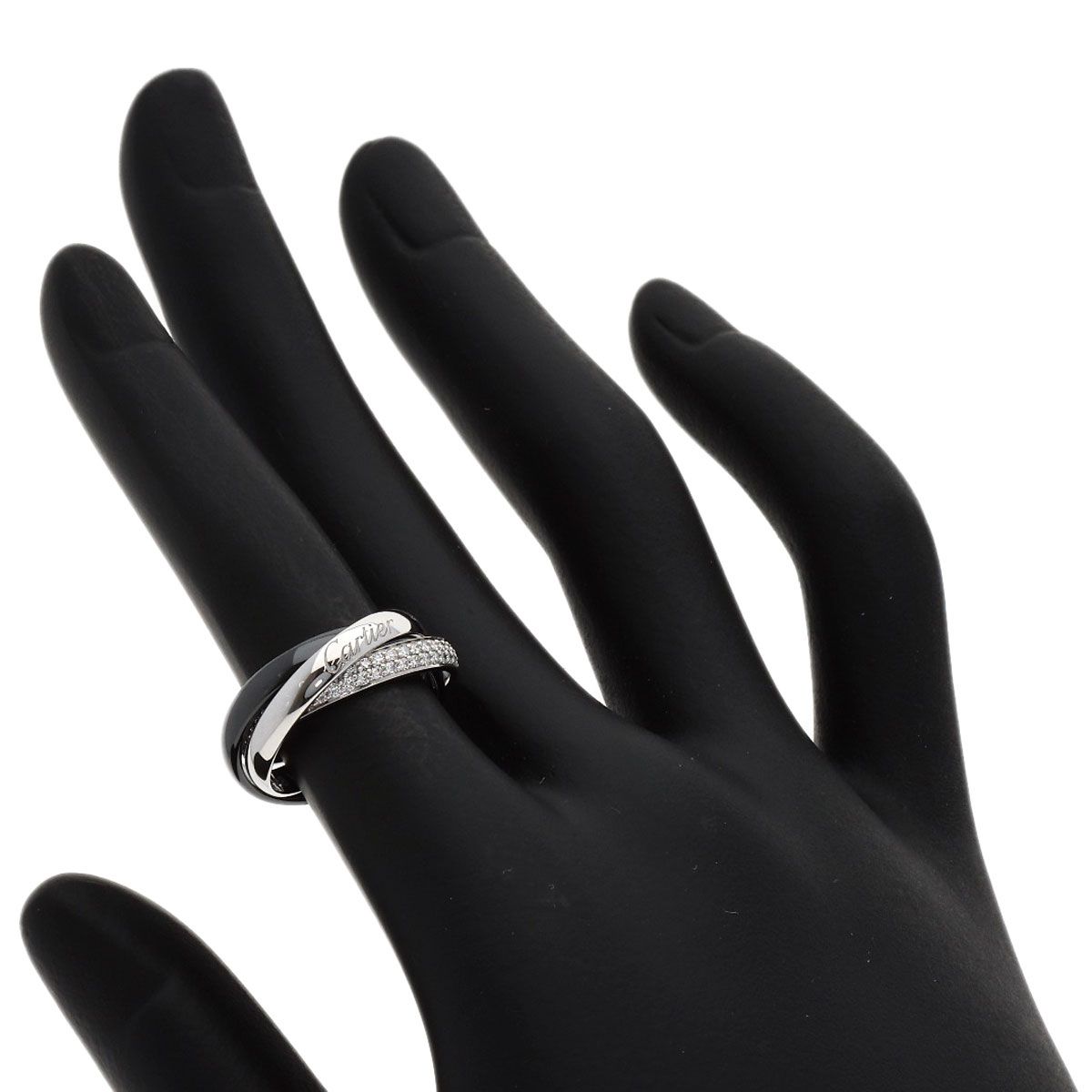 Cartier Trinity Ceramic SM Pave Diamond 48 Ring 18k White Gold — view 5