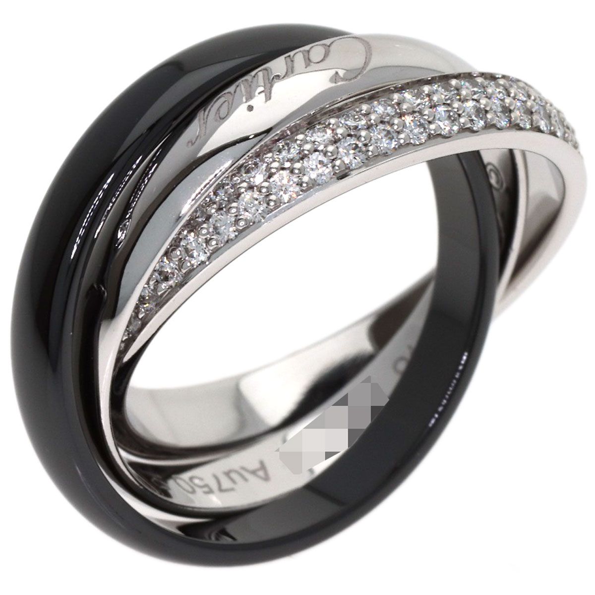 Cartier Trinity Ceramic SM Pave Diamond 48 Ring 18k White Gold — view 2