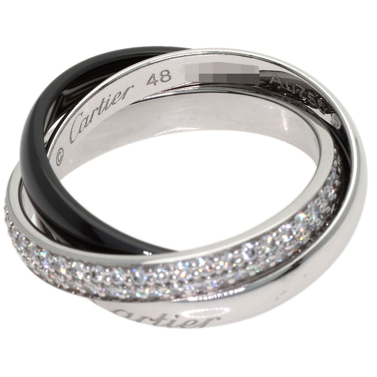 Cartier Trinity Ceramic SM Pave Diamond 48 Ring 18k White Gold — view 3