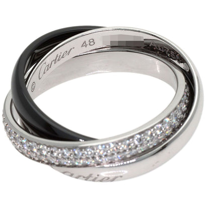 Cartier Trinity Ceramic SM Pave Diamond 48 Ring 18k White Gold — view 3
