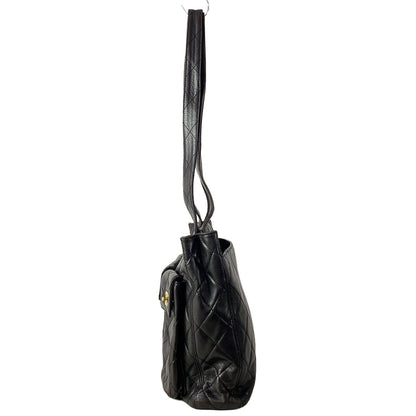 Chanel Tote Bag Quilted Black Gold Lambskin — view 4