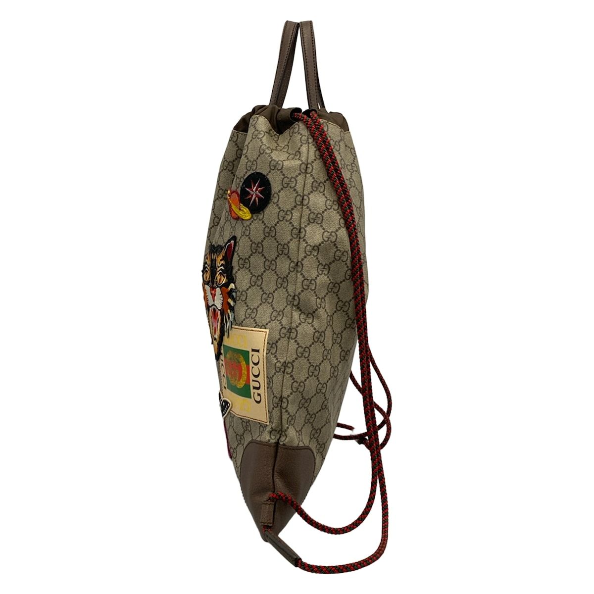 Gucci Backpack Angry Cat Beige Dark Brown Leather — view 4