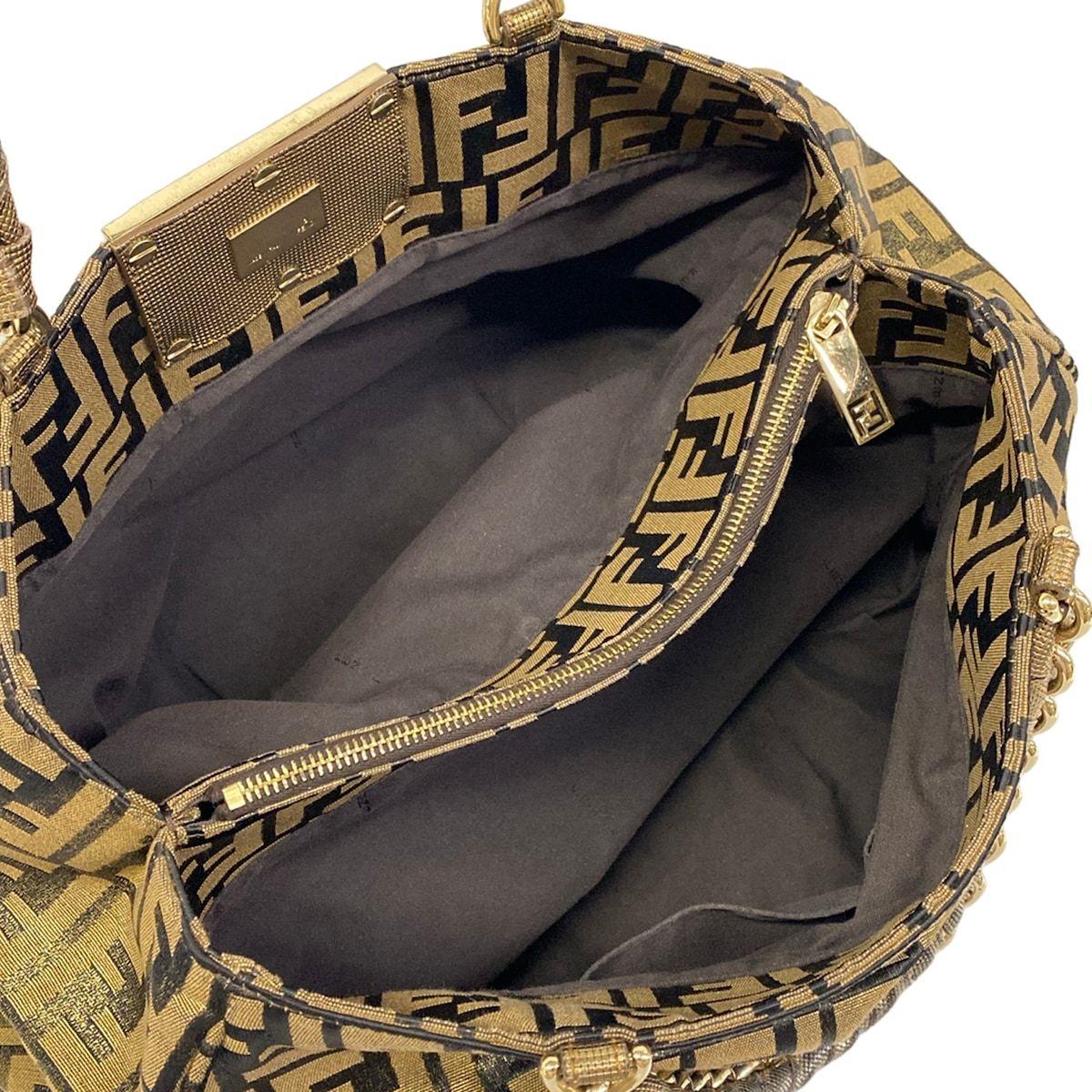 Fendi Tote Bag Zucca Pattern Gold — view 7