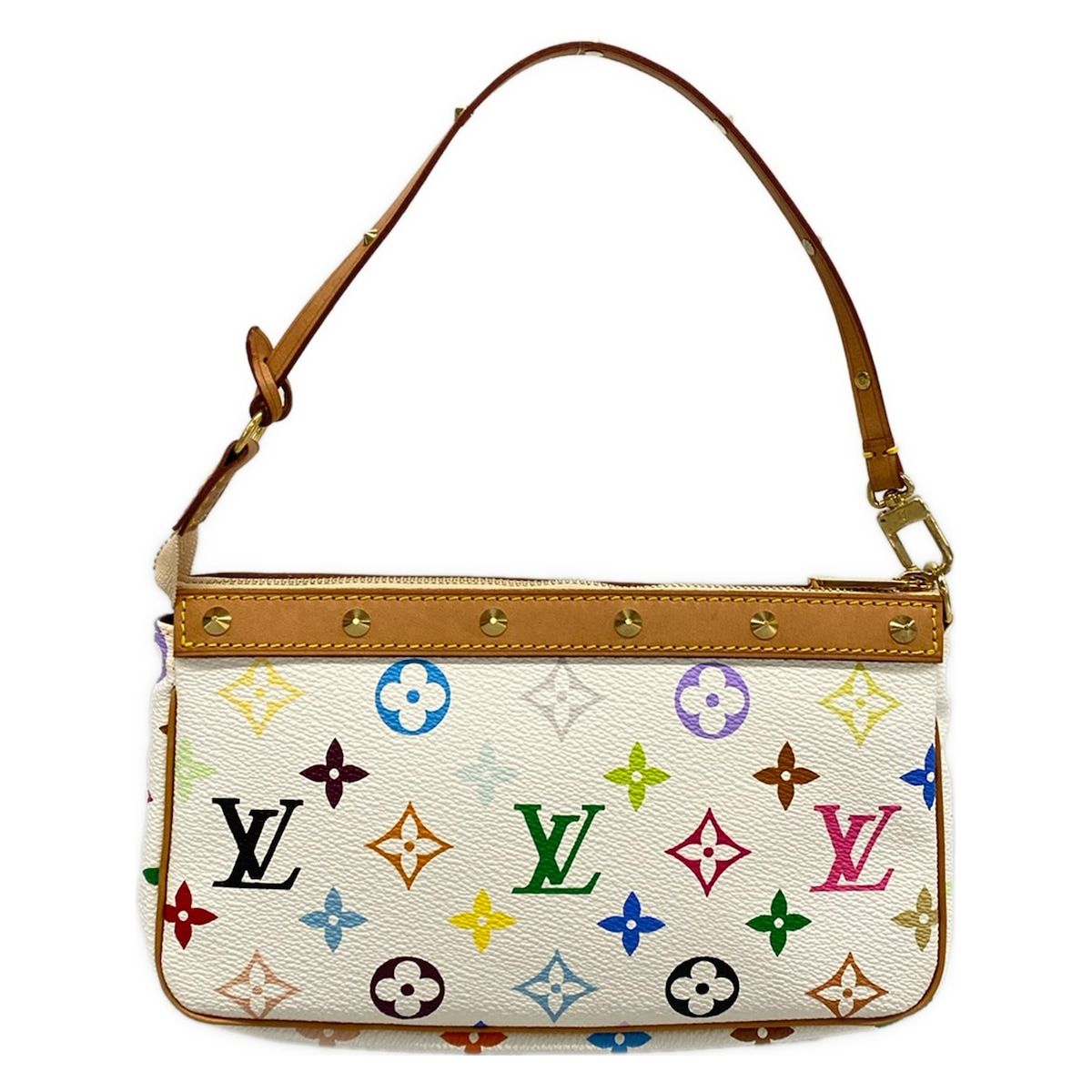 Louis Vuitton Handbag Monogram Multicolor Pochette Accessoires Blanc Leather — view 3