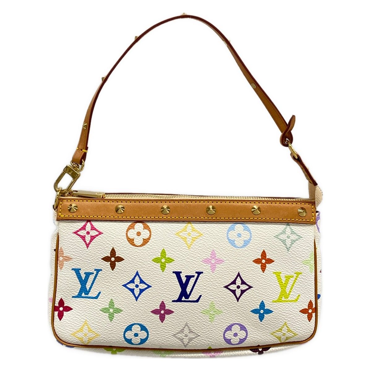 Louis Vuitton Handbag Monogram Multicolor Pochette Accessoires Blanc Leather