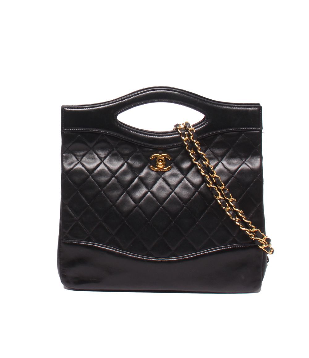Chanel 2-Way Shoulder Bag Crossbody Gold Lambskin Quilted