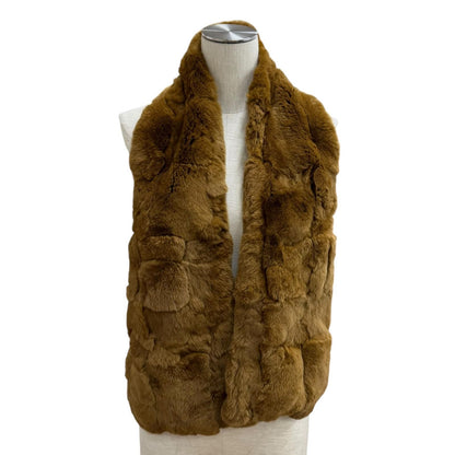 Chanel Vintage Lining Silk 100% Rex Fur Tippet Shawl Brown Scarf — view 2