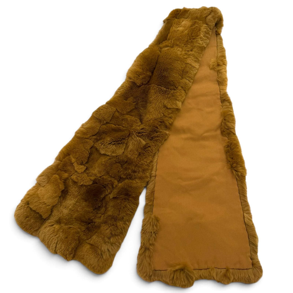 Chanel Vintage Lining Silk 100% Rex Fur Tippet Shawl Brown Scarf — view 5