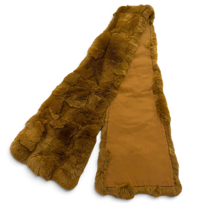 Chanel Vintage Lining Silk 100% Rex Fur Tippet Shawl Brown Scarf — view 5