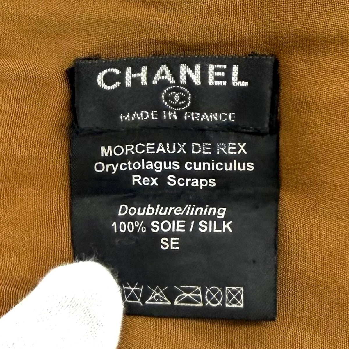 Chanel Vintage Lining Silk 100% Rex Fur Tippet Shawl Brown Scarf — view 8