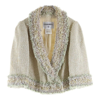 Chanel Mid-Length Tweed Jacket Beige 38