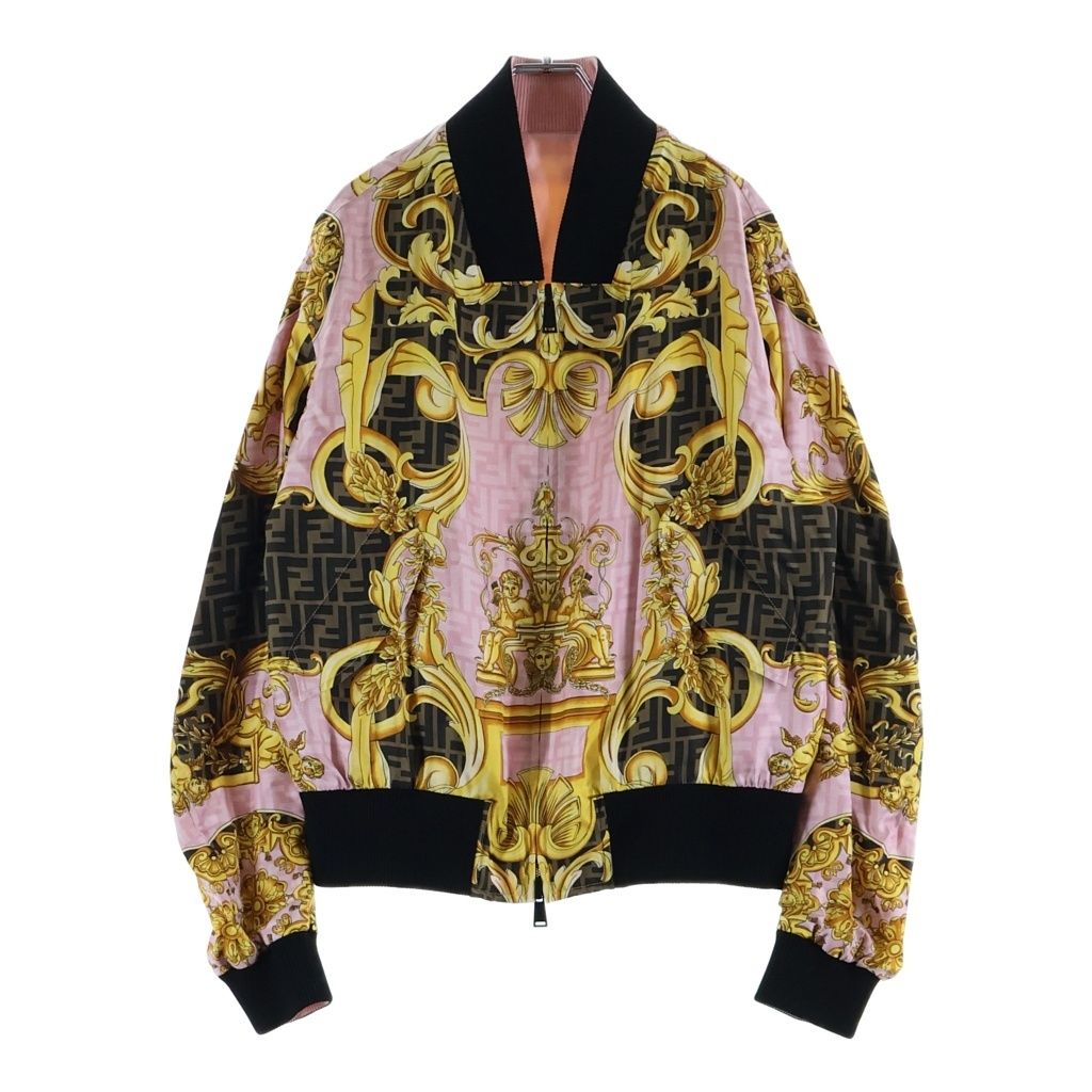 Fendi Fendace Jacket Silk All Over Print Pink Gold