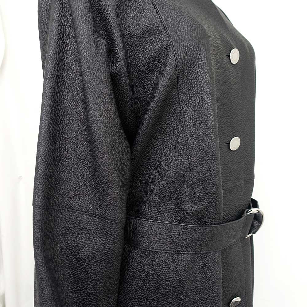 Hermes Leather Coat Sellier Buttons 5 Hanger Garment Included — view 4