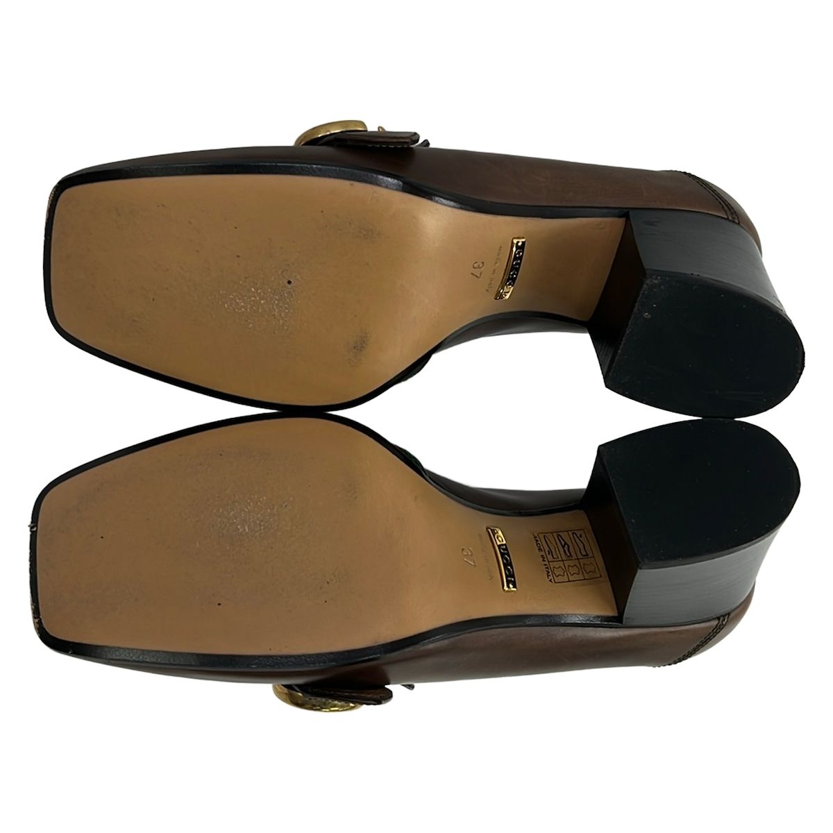 Gucci Pumps Dark Brown Green Multi Double G Sherry Leather Heels — view 4