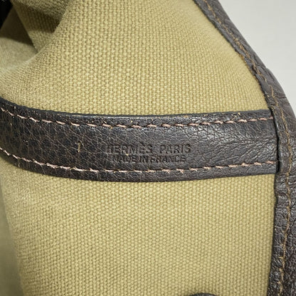 Hermes Tote Bag Garden Party PM Toile Officier Brown Silver — view 5