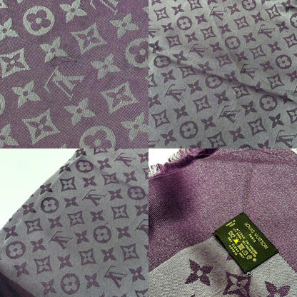 Louis Vuitton Shawl Monogram Silk Purple Scarf — view 8