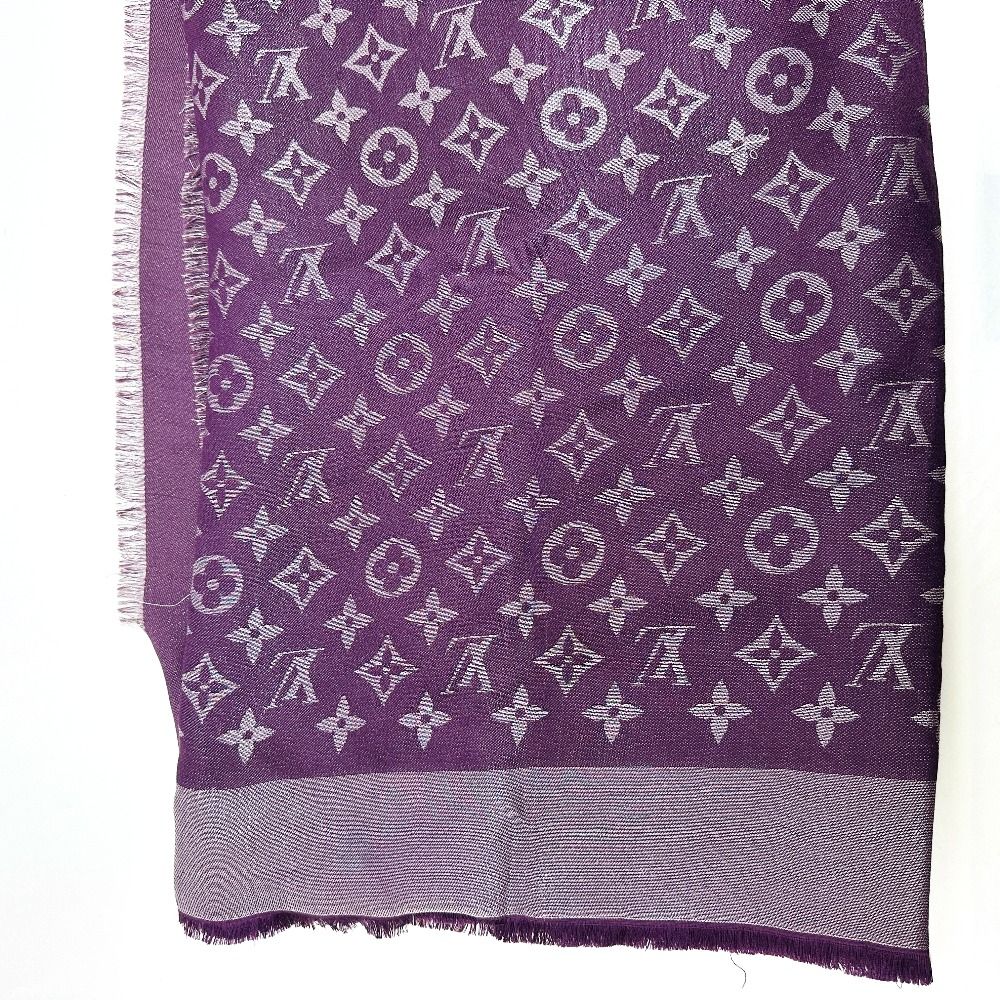 Louis Vuitton Shawl Monogram Silk Purple Scarf — view 6