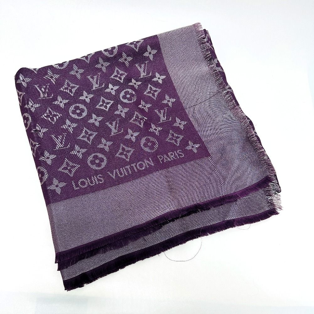 Louis Vuitton Shawl Monogram Silk Purple Scarf
