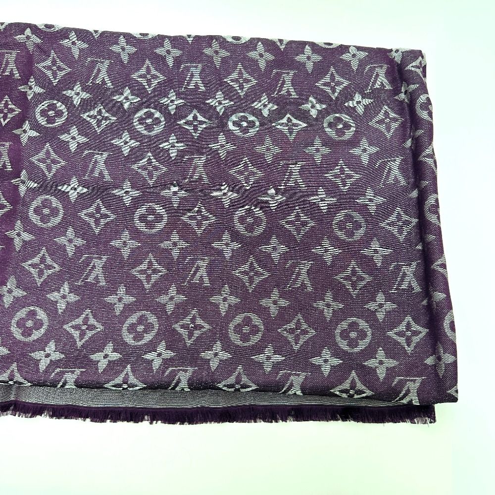 Louis Vuitton Shawl Monogram Silk Purple Scarf — view 3
