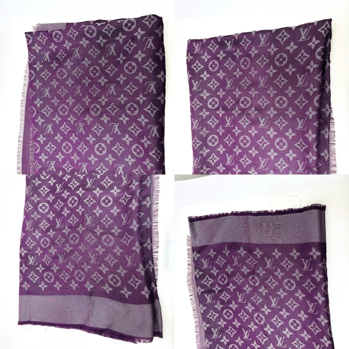 Louis Vuitton Shawl Monogram Silk Purple Scarf — view 7