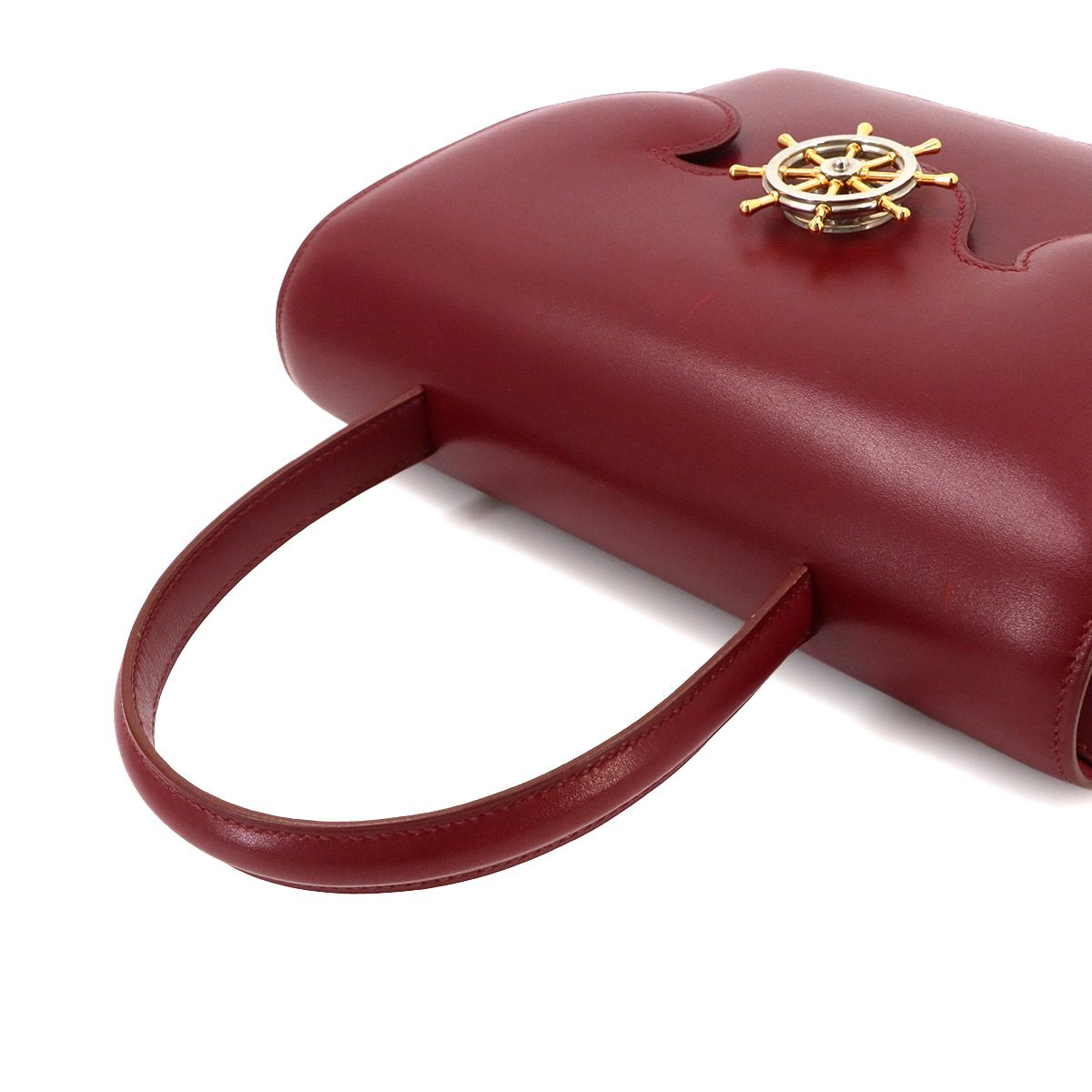 Hermes Frigate Hand Bag Box Calf Rouge Ash Silver Gold — view 5