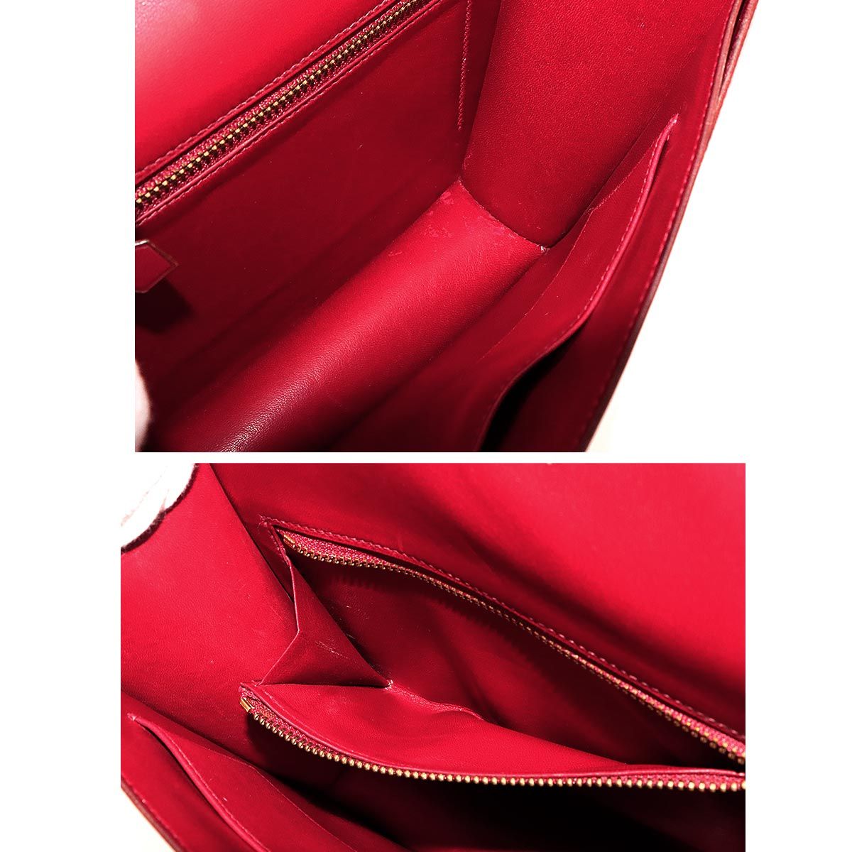 Hermes Frigate Hand Bag Box Calf Rouge Ash Silver Gold — view 8