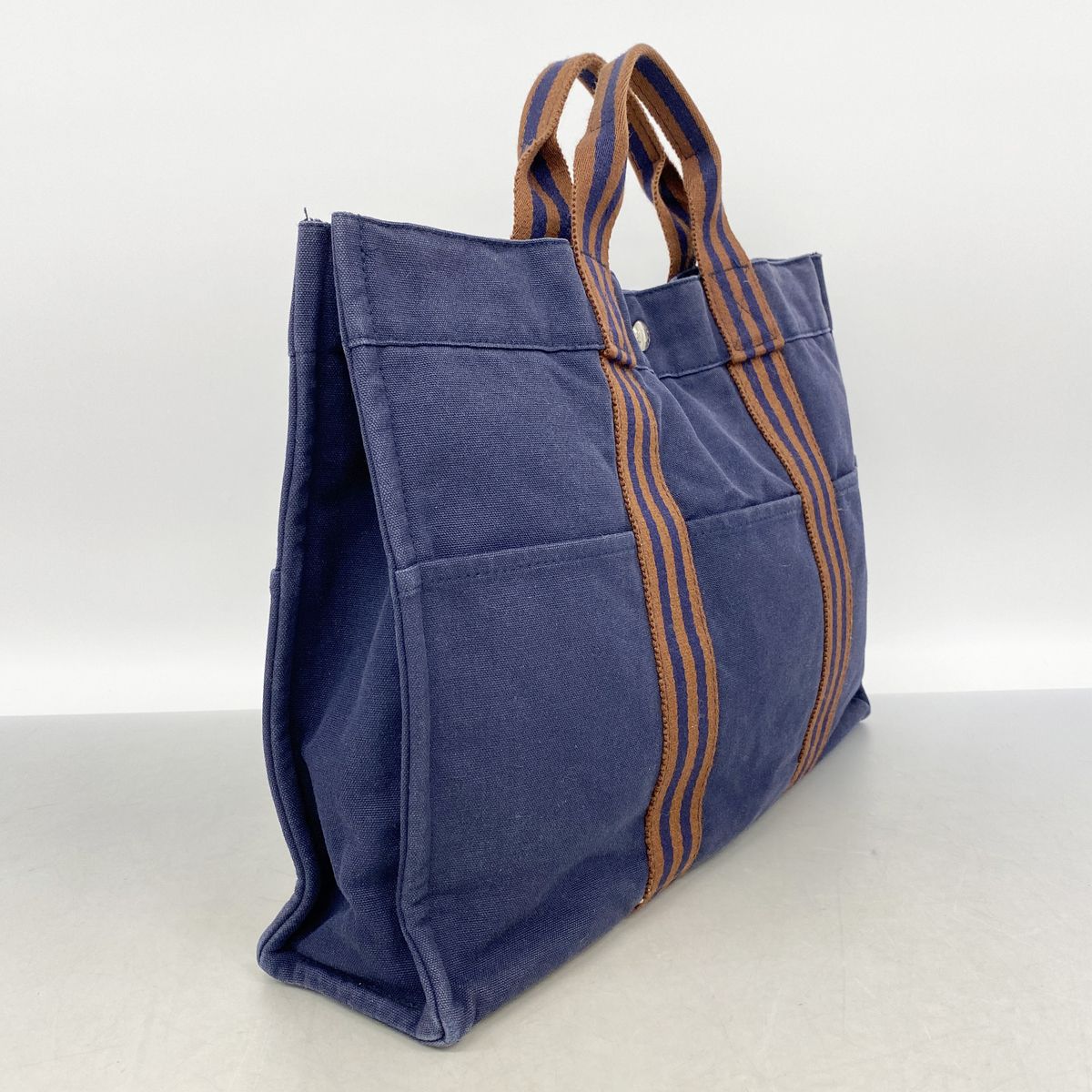 Hermes Tote Bag Fourre Tout MM Canvas Navy Silver — view 2
