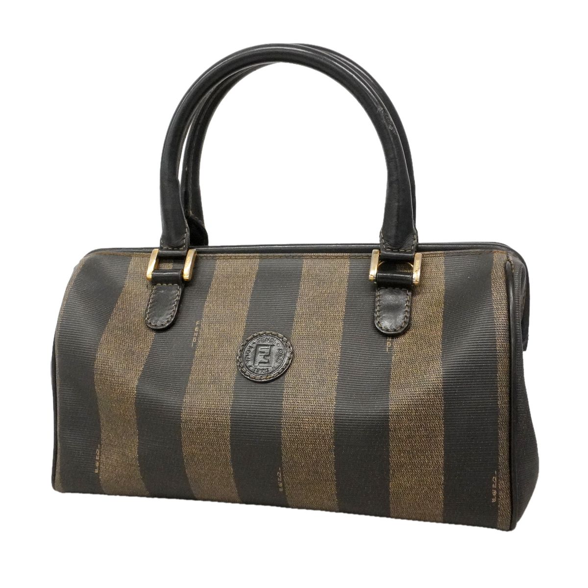 Fendi Handbag Pecan Black Brown Gold