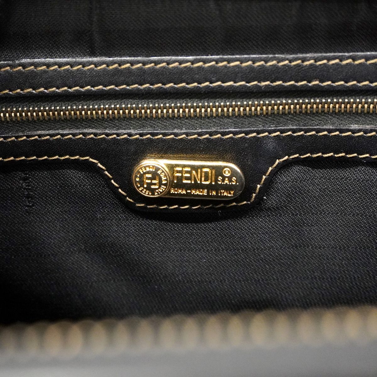 Fendi Handbag Pecan Black Brown Gold — view 5