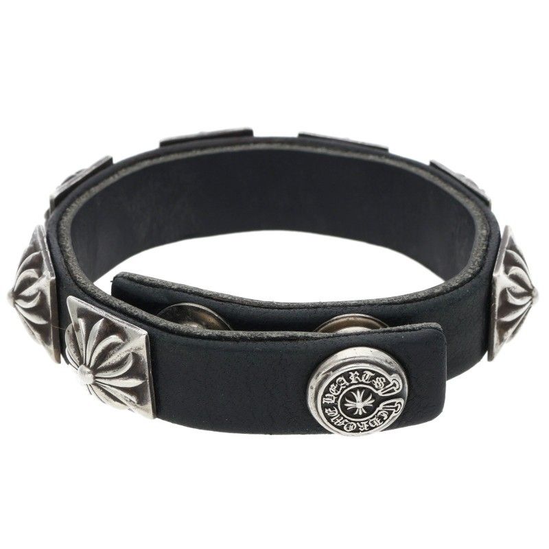 Chrome Hearts Spaced Zero Hrssh Rvt Space Pyramid Leather Bracelet — view 2