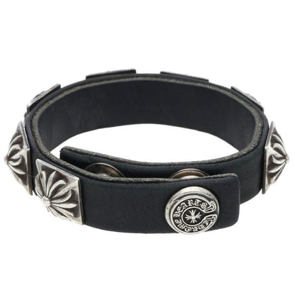 Chrome Hearts Spaced Zero Hrssh Rvt Space Pyramid Leather Bracelet — view 2