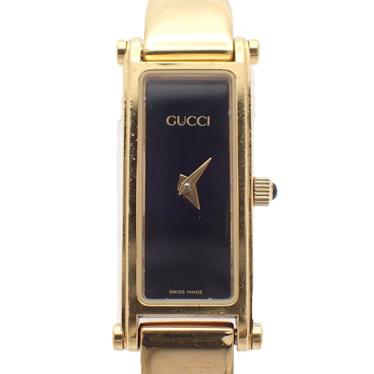 Gucci L Bracelet Watch Quartz Gold Black Dial