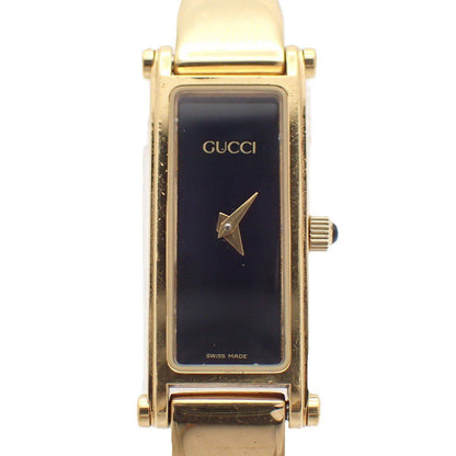 Gucci L Bracelet Watch Quartz Gold Black Dial