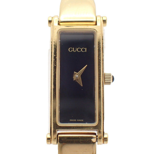 Gucci L Bracelet Watch Quartz Gold Black Dial