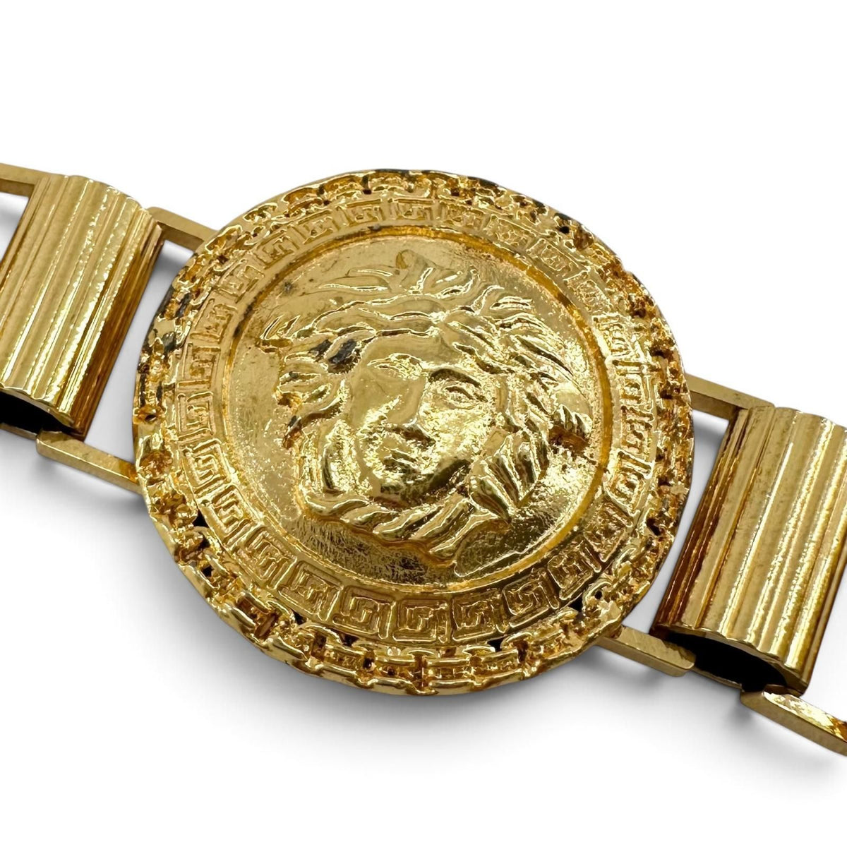 Versace Gianni Vintage Medusa Logo Coin Motif Chain Belt Gold — view 7