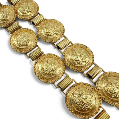 Versace Gianni Vintage Medusa Logo Coin Motif Chain Belt Gold — view 4