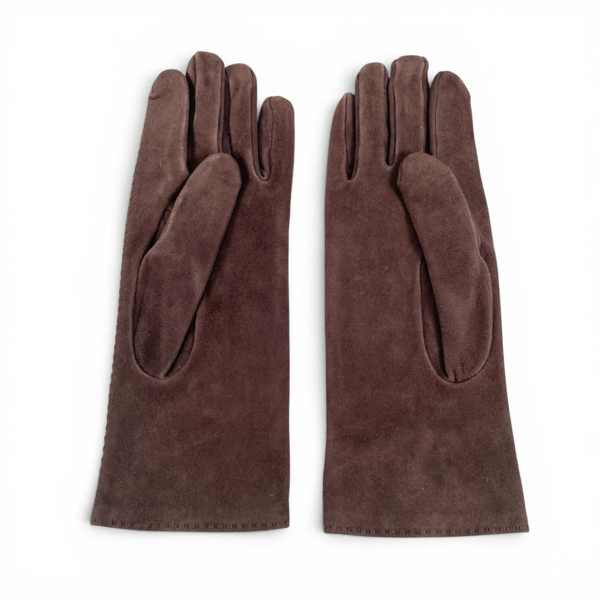 Hermes Reindeer Leather Silver Suede Gloves Dark Brown — view 4