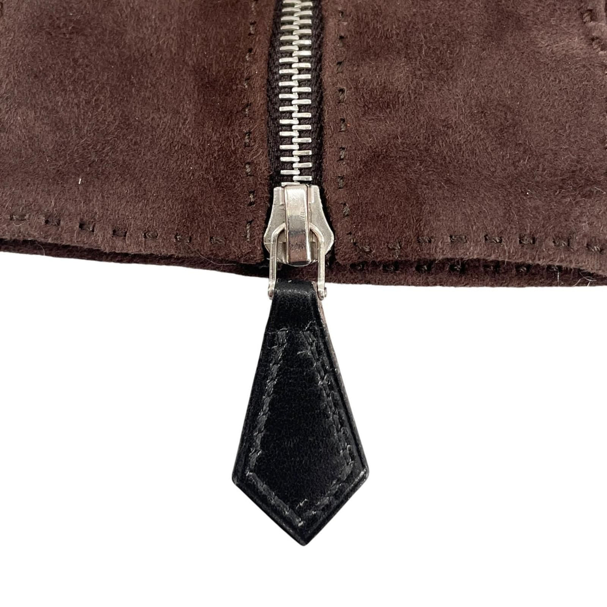 Hermes Reindeer Leather Silver Suede Gloves Dark Brown — view 6