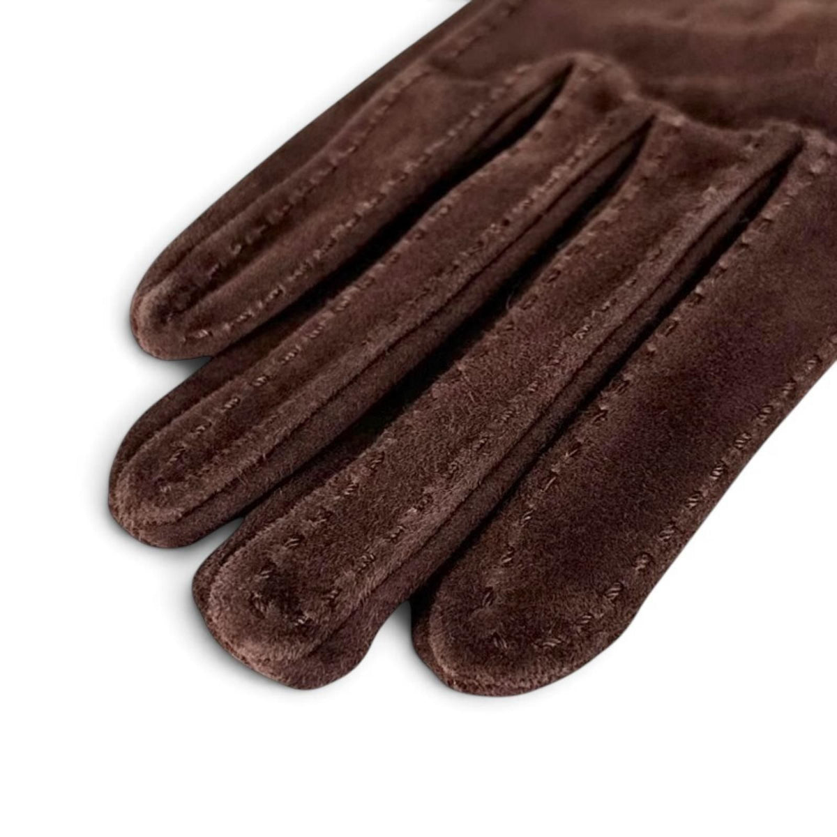 Hermes Reindeer Leather Silver Suede Gloves Dark Brown — view 5