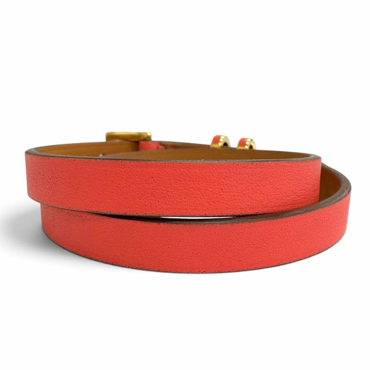Hermes Pop H Double Tour Gold Leather Bracelet Red T2 — view 5