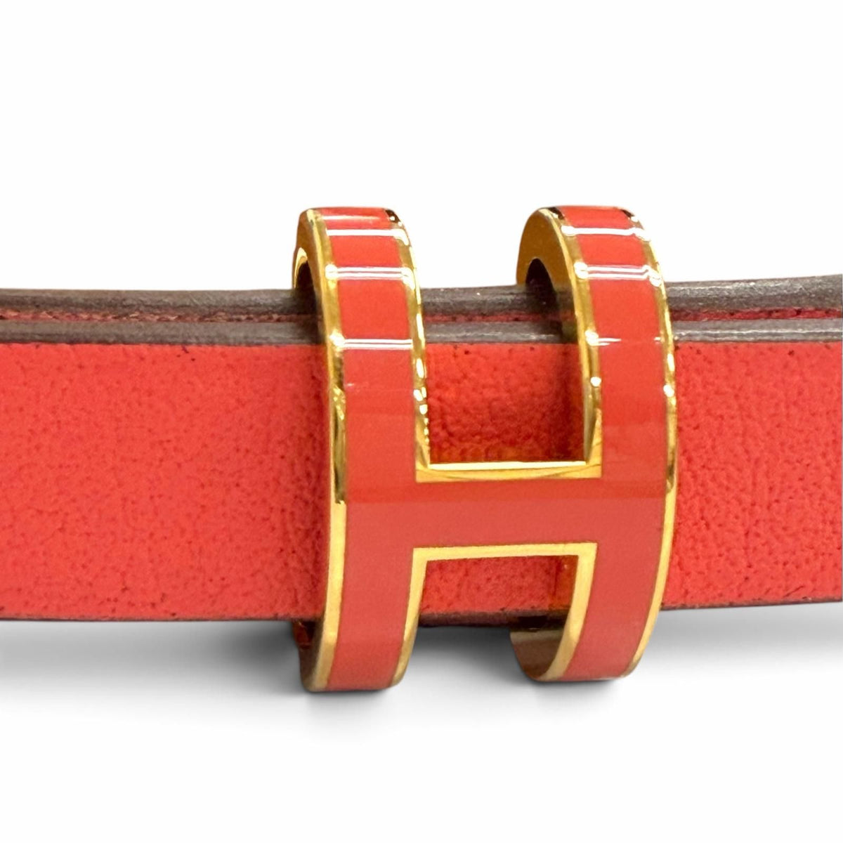 Hermes Pop H Double Tour Gold Leather Bracelet Red T2 — view 6