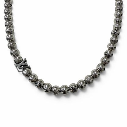 Louis Vuitton Necklace Damier Staple Ball Silver