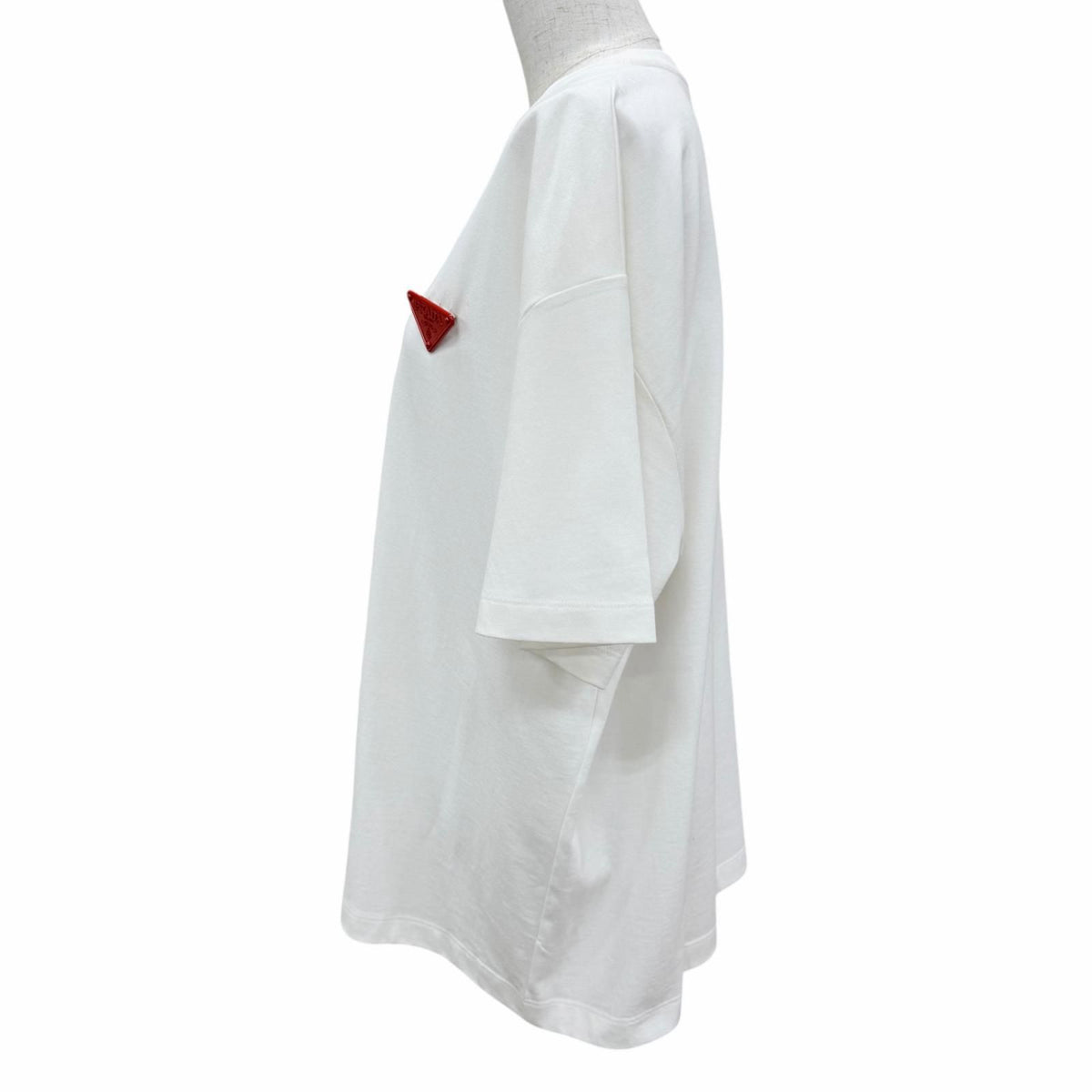 Prada Cotton 100% Triangle Logo Oversized Short Sleeve T-Shirt White — view 3